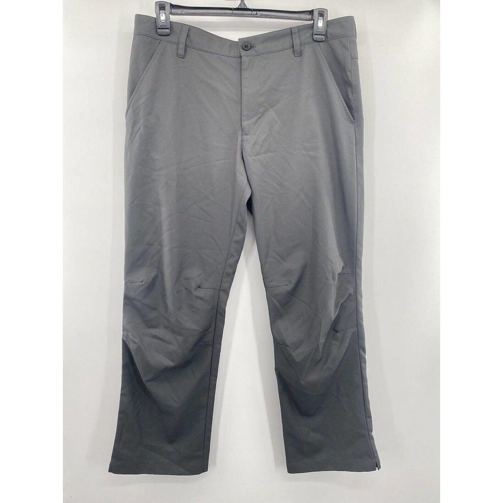 IZOD Pants Mens 36x30 Gray Chino Golf Polyester Performance Flat Front